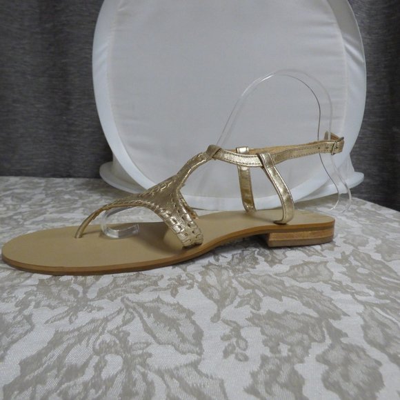 Jack Rogers Metalic Thong Sandals, Gold, Size 9 - Picture 7 of 10